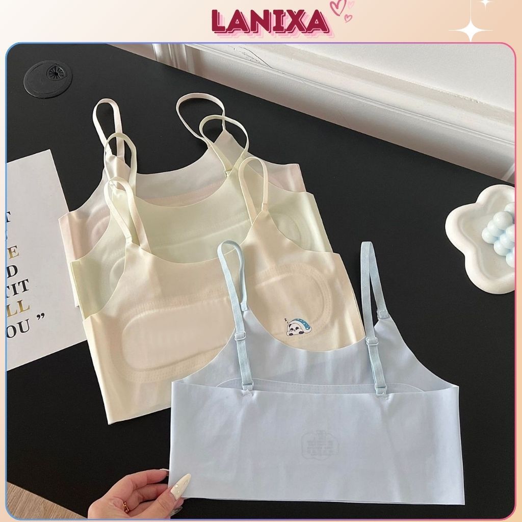 COMBO 3 Áo lá nữ học sinh hai dây mảnh cho bé gái chất su thoáng mát họa tiết gấu cute LANIXA B898