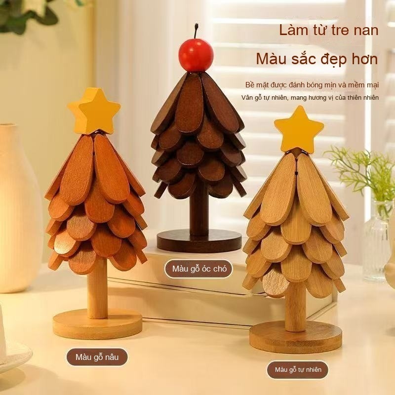 🎄Hàng nóng🎄Cây Giáng sinh cách nhiệt Mat Chống cháy bảng trang trí rắn gỗ Mat để đặt nồi nóng đế lót ly Đồ dùng nhà bếp