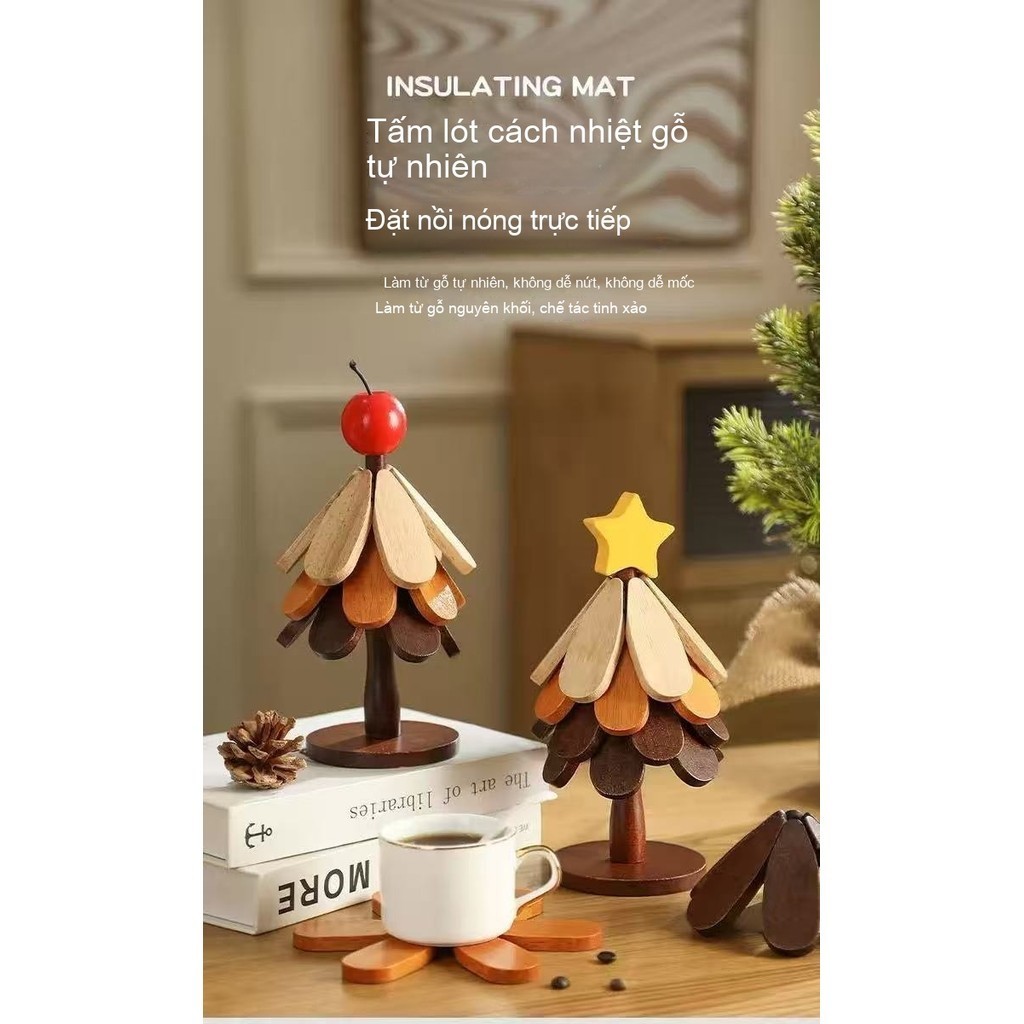 🎄Hàng nóng🎄Cây Giáng sinh cách nhiệt Mat Chống cháy bảng trang trí rắn gỗ Mat để đặt nồi nóng đế lót ly Đồ dùng nhà bếp
