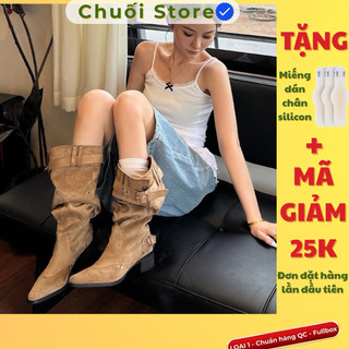 Giày boot nữ da PU tổng hợp dệt vải đế cao su ôm chân vừa vặn nhẹ chân êm chân dễ đi
