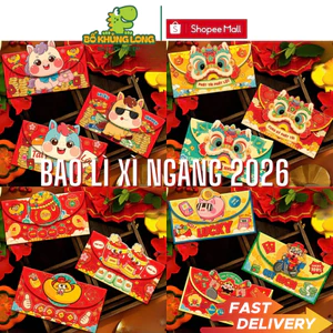 Set 3 Bao Lì Xì Ngang BỐ KHỦNG LONG Mẫu Kỳ Lân – Ngựa – Kim Tiền May Mắn Lì Xì Hottrend Tết 2026