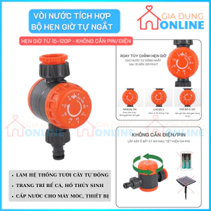 Van vòi nước có núm xoay vặn hẹn giờ tự động ngắt nước không pin cho dàn tưới tự động, bể cá...
