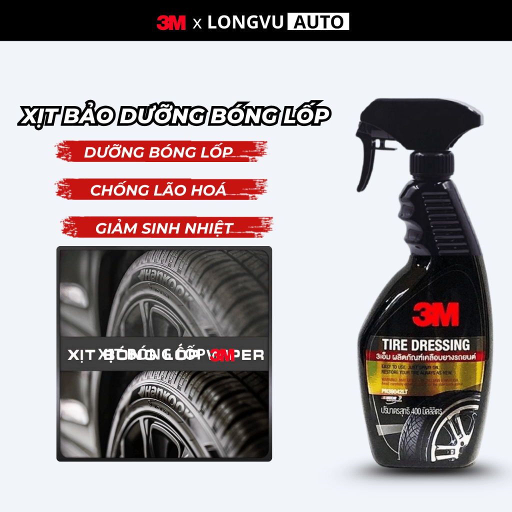 Chai Xịt Bảo Dưỡng Và Phủ Bóng Lốp Xe 3M 39042 LT Tire Dressing 400ml