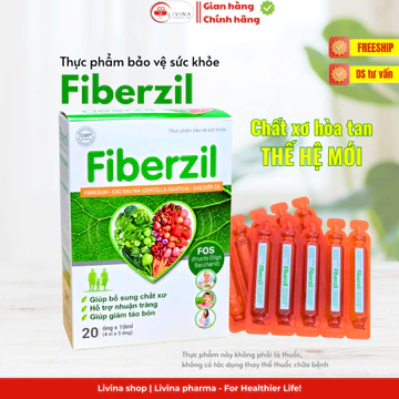 Chất xơ hòa tan Fiberzil (hộp 20 ống) | Hỗ trợ nhuận tràng, cải thiện sức khỏe tiêu hóa ở TE và NL