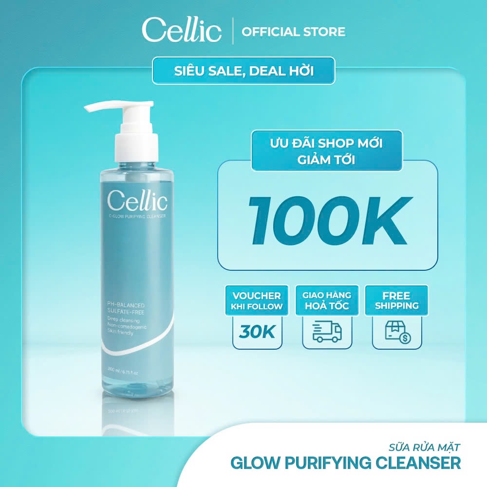 Sữa Rửa Mặt Cellic C-Glow Purifying Cleanser Không Bọt, Giữ Ẩm, Cân Bằng pH 200g