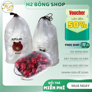 Túi 100 màng bọc thực phẩm có thun co giãn đa năng, túi nilong bảo bọc bảo quản thức ăn