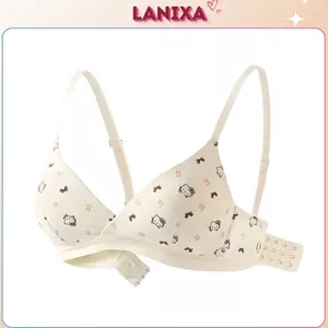 Áo ngực nữ không gọng đệm mút mỏng nhẹ 3 nấc cài tiện lợi họa tiết hello kitty dễ thương LANIXA A224