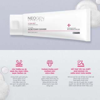 (Hàng Công TY) Sữa Rửa Mặt Neogen Dermalogy A-clear Acne Foam Cleanser Sạch Sâu 150ml Duduhouse