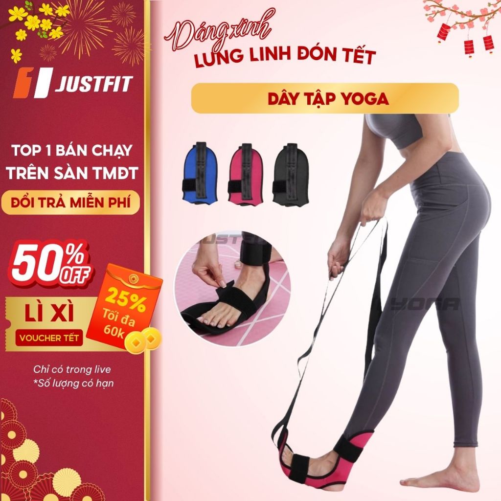 Dây tập yoga JUSTFIT kéo dài chân và mắt cá, phục hồi chức năng
