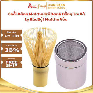 Chổi Chasen Đánh Matcha Bằng Tre, Kèm Hộp Đựng Hũ Rắc Bột Matcha Inox Chất Liệu Cao Cấp Sạch Đẹp