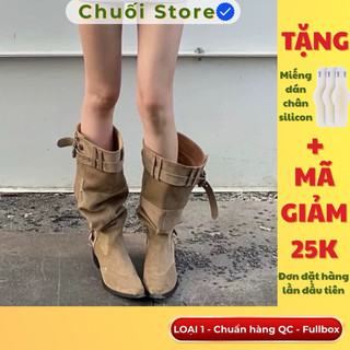 Giày boot nữ da PU tổng hợp dệt vải đế cao su dễ mang thuận tiện nữ tính thanh lịch