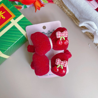 Set 2 buộc tóc tone đỏ phù hợp lễ tết cho bé
