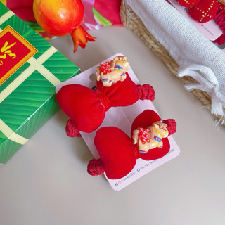 Set 2 buộc tóc tone đỏ phù hợp lễ tết cho bé