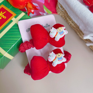 Set 2 buộc tóc tone đỏ phù hợp lễ tết cho bé