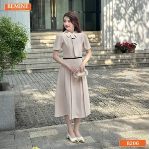 Đầm thiết kế BEMINE cổ đức có cavat dáng chữ A phù hợp đi làm-B206