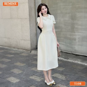 Đầm thiết kế cao cấp BEMINE cổ đức đính đá dáng dài phù hợp đi tiệc-T108