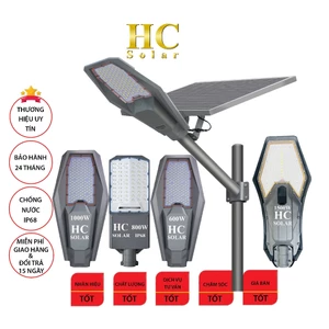 Đèn đường năng lượng mặt trời phi thuyền cao cấp HC SOLAR 1000W, 800W, 600W, chuyên công trình, vỏ nhôm