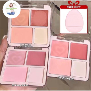Má Hồng Bốn Ô Mini Đa Dụng Bảng Màu Highlight Cho Má-Môi Rạng Rỡ Xinh Tươi Bắt Sáng