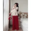 QC_ Set đồ lam, đồ Tết đi lễ cách tân áo Gấm phối Tơ nến Lưới in hoa đính nơ cổ tàu kèm quần dài