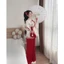 QC_ Set đồ lam, đồ Tết đi lễ cách tân áo Gấm phối Tơ nến Lưới in hoa đính nơ cổ tàu kèm quần dài