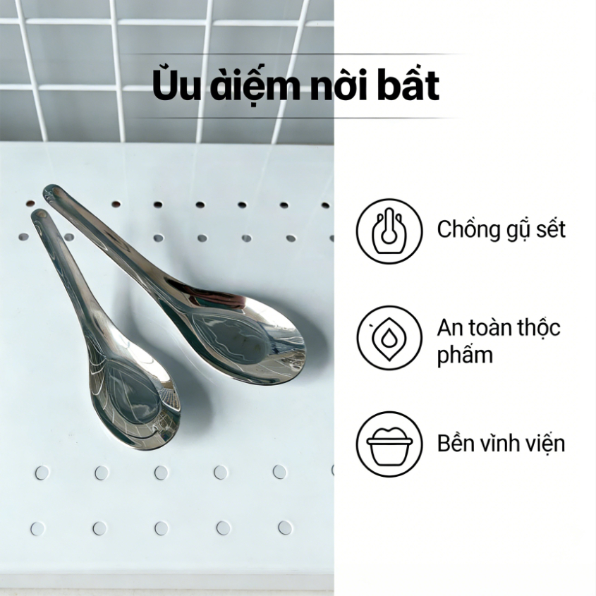 Thìa Inox 304 Chuyên Dụng - Thìa Ăn Phở Dài & Thìa Ăn Súp/Cơm Tiện Lợi | Chất Liệu Cao Cấp Không Gỉ, An Toàn Thực Phẩm