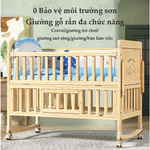 Nôi cũi cho bé gỗ tự nhiên Bánh Xe 360° êm Ái Di Chuyển Nhẹ Nhàng Thiết Kế Chắc Chắn Bé Ngủ Ngon — ảnh 2
