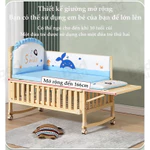 Nôi cũi cho bé gỗ tự nhiên Bánh Xe 360° êm Ái Di Chuyển Nhẹ Nhàng Thiết Kế Chắc Chắn Bé Ngủ Ngon — ảnh 7