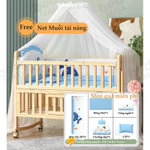 Nôi cũi cho bé gỗ tự nhiên Bánh Xe 360° êm Ái Di Chuyển Nhẹ Nhàng Thiết Kế Chắc Chắn Bé Ngủ Ngon — ảnh 5