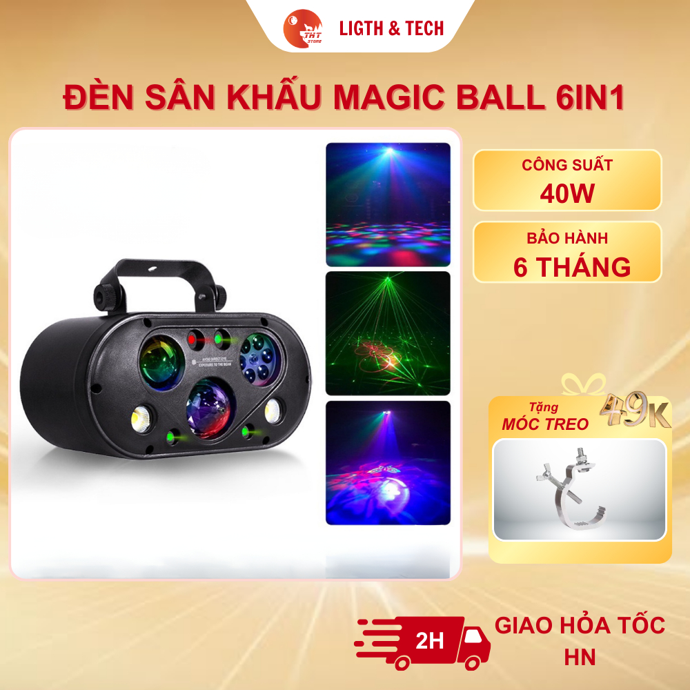 Đèn Sân Khấu Magic Ball LED Laser 6in1 THT SHOP Công Suất 40W DMX512 ...
