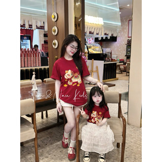 A10-M-Giá 1 áo Áo thun MẸ&BÉ ĐỎ TẾT NGỰA cho GIa đình  - Size 9-80Kg