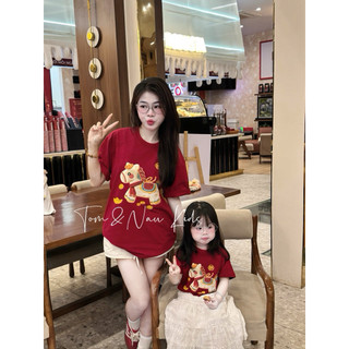 A10-M-Giá 1 áo Áo thun MẸ&BÉ ĐỎ TẾT NGỰA cho GIa đình  - Size 9-80Kg