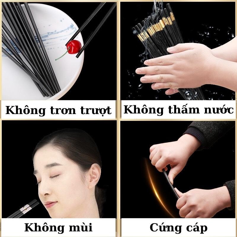 ✨【ĐŨA HỢP KIM MẠ VÀNG CAO CẤP】Bộ 10 Đôi Đũa Sang Trọng - Chất Liệu Bền Đẹp, Không Gỉ, An Toàn Thực Phẩm | Phù Hợp Cho Gi