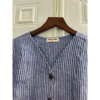 Áo kiểu dáng vest tay ngắn, Linen tưng washed. JUNE LINEN #A45