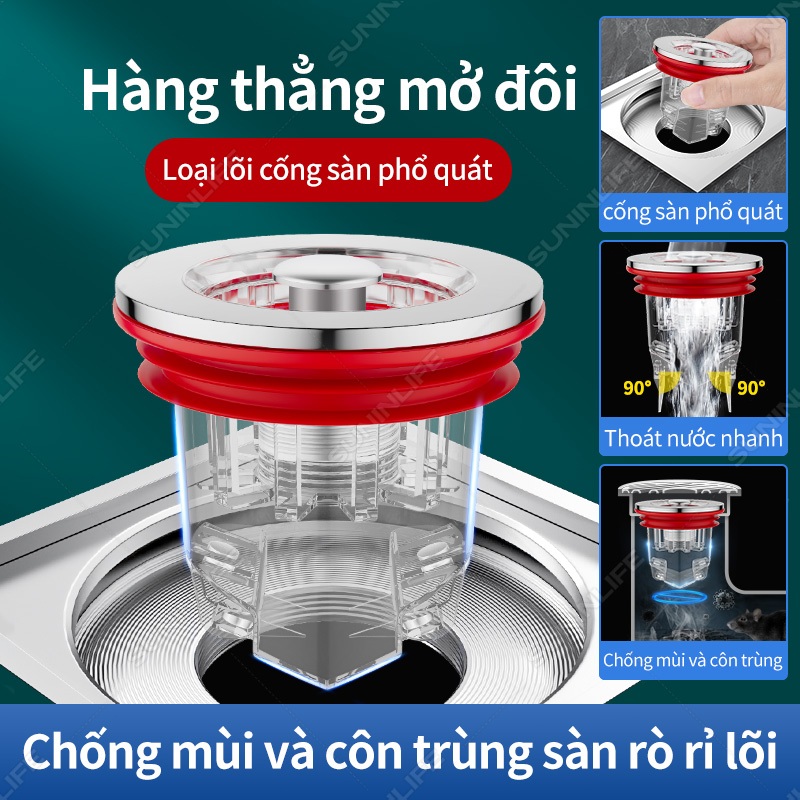 Nắp Đậy Cống Thoát Nước Sàn Nhà Tắm - Ngăn Mùi Hôi, Chống Côn Trùng, Cửa Đôi Thoát Nước 90
