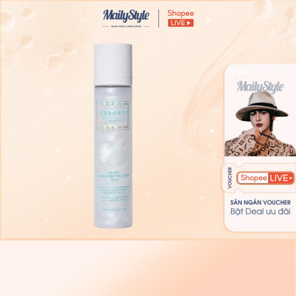 H50_Xịt khoáng cấp ẩm dưỡng sáng chiết xuất ngọc trai Celgen Pearl Moisture Solution
