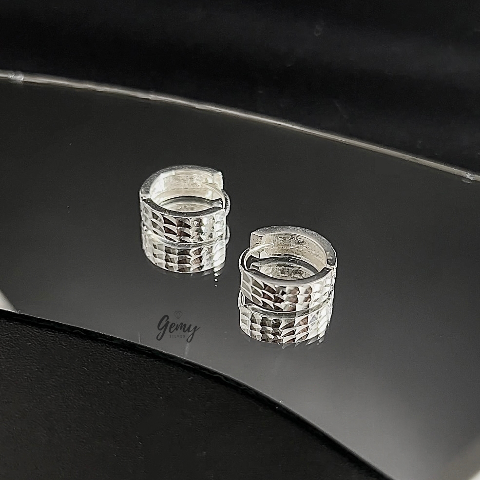 Khuyên tai nam tròn bạc nguyên chất Mammatus thiết kế đơn giản, basic cực chất (1 chiếc) | GEMY SILVER KN53