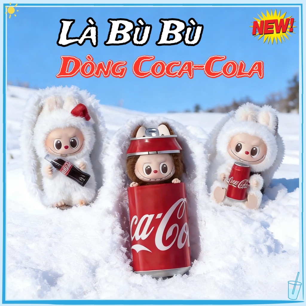 Lububu Hộp bí mật - Búp bê Coca-Cola, móc khóa, đồ chơi bông, quà sinh nhật cho trẻ em Quà tặng trang trí đáng yêu