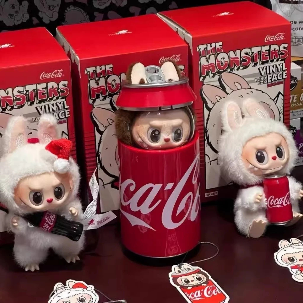 Lububu Hộp bí mật - Búp bê Coca-Cola, móc khóa, đồ chơi bông, quà sinh nhật cho trẻ em Quà tặng trang trí đáng yêu