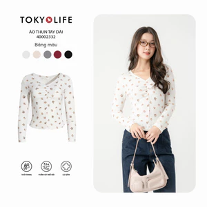 Áo Thun Len Nữ Cổ Tim Dáng Ôm, Nhún Trang Trí, Co Giãn Tốt 40002332 - TOKYOLIFE