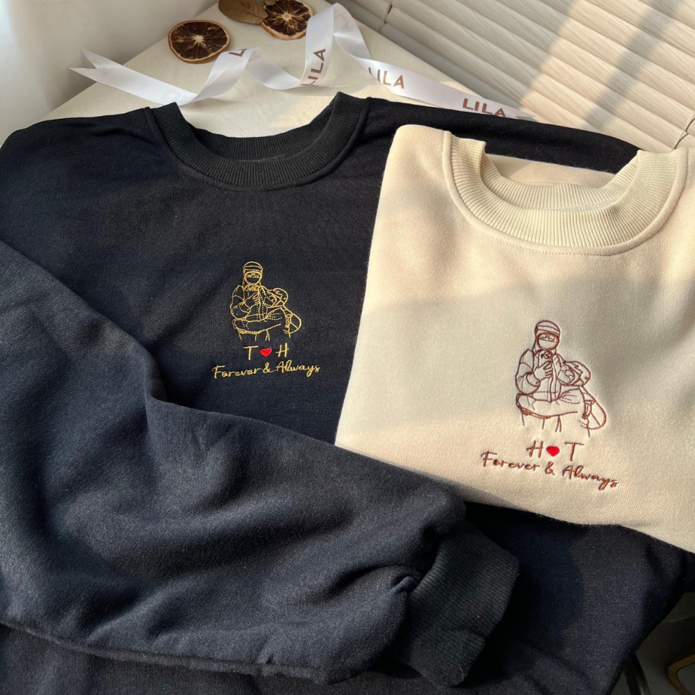 Áo sweater nam nữ nỉ bông LiLa form rộng unisex thêu tên theo yêu cầu, áo đôi dài tay cao cấp dày ấm - quà tặng ý nghĩa