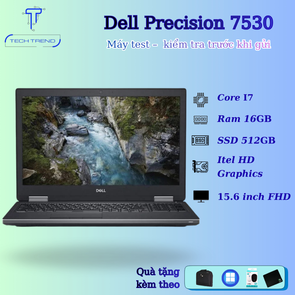 Laptop Dell Precision 7530 Core i7-8750H, Màn 15.6 FullHD, Ram