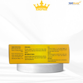 Viên Uống Vitamin E Kingphar - Hỗ Trợ Tăng Cường Chống Oxy Hóa, Hỗ Trợ Làm Đẹp Da - Hộp 30 viên