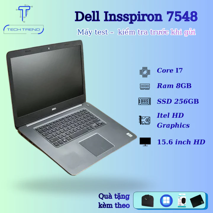 Laptop Dell 7548 Core i7 dành cho sinh viên, văn phòng, Ram 8gb, SSD 256gb,Màn 15.6HD, zin lướt 99%