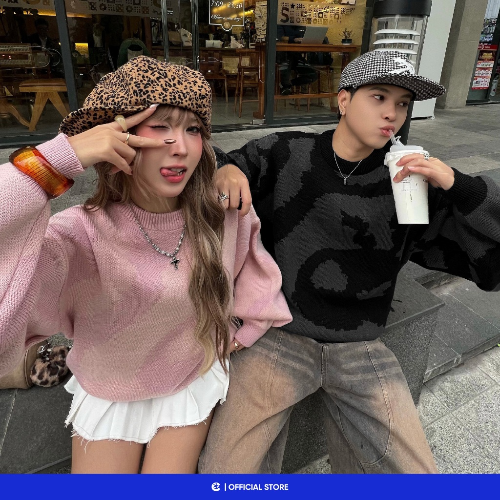 Áo sweater len mùa đông nam nữ Local Brand Chính Hãng City Cycle Áo Sweater Len Excited