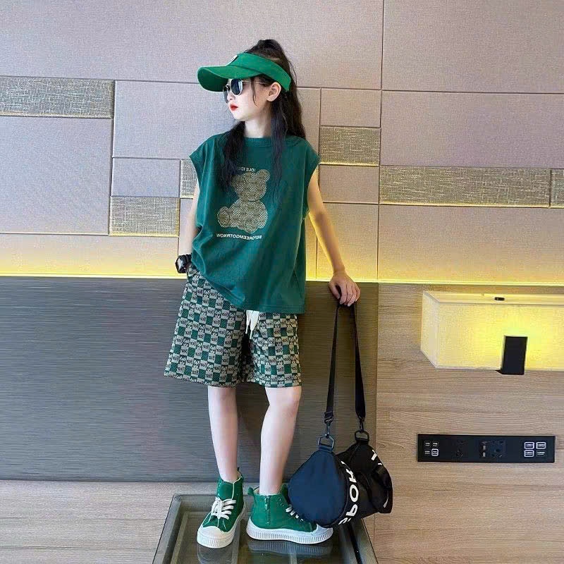 Bộ bé gái 3 lỗ họa tiết gấu chất cotton sz 14-43 kg mềm mát co giãn 4 chiều