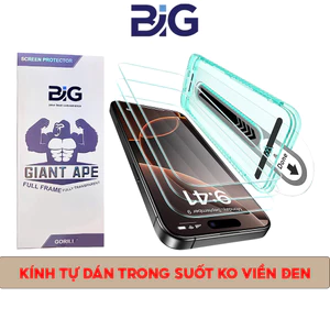 Kính Cường Lực Tự Dán Trong Suốt Không Viền Đen BIG Độ Cứng 9H Dùng Cho Điện Thoại IP12-13-14-15-16