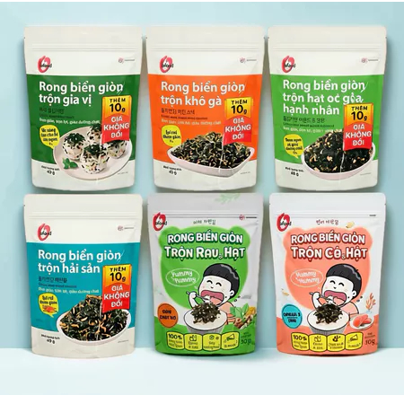 O’Food] Combo 4 rong biển giòn trộn 4 vị –Đồ ăn vặt ngon, Ăn liền, trộn cơm, ăn kèm