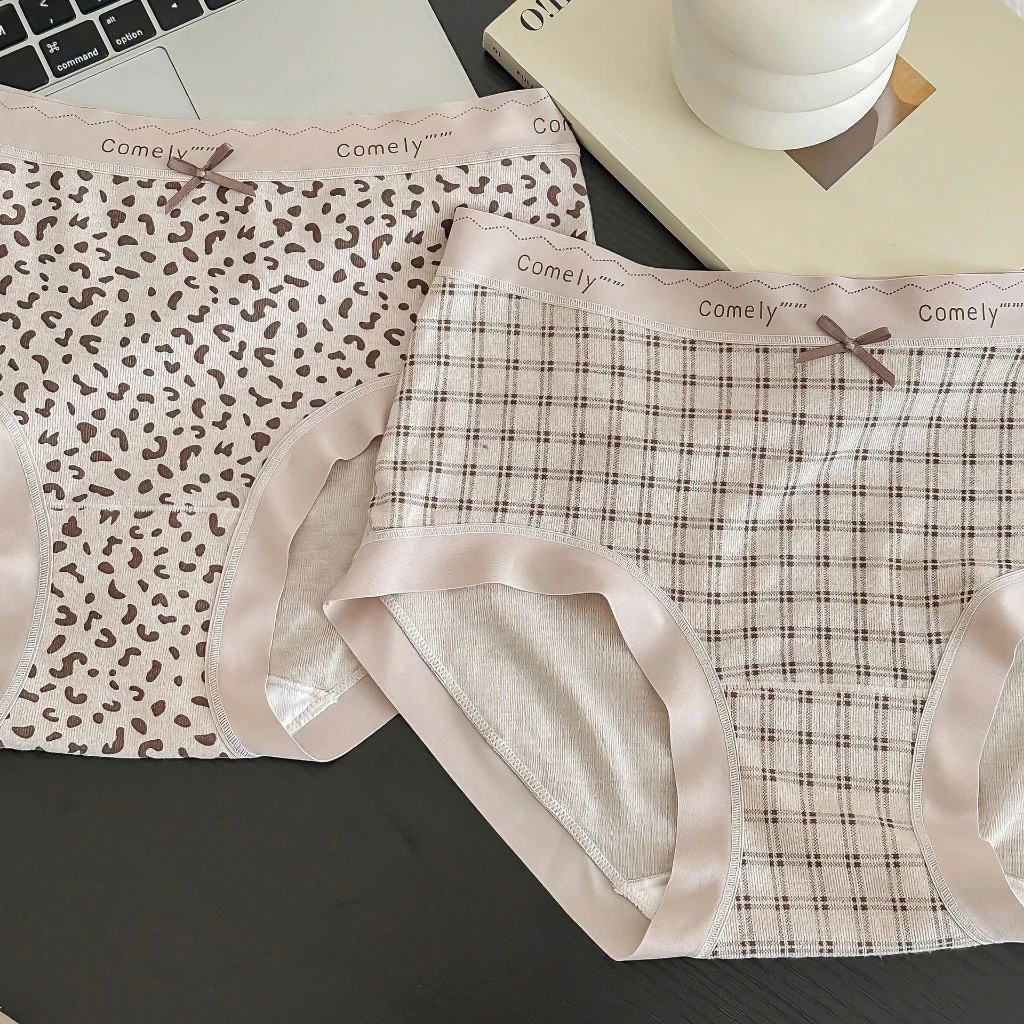 [Peinn] (LOẠI 1 ) SET 5 QUẦN LÓT NỮ COTTON HÀN CAO CẤP MỀM MỊN , HỌA TIẾT DA BEO ĐÍNH NƠ