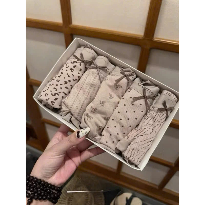Quần lót nữ cotton kháng khuẩn cao cấp L54 mềm mịn tone nâu be họa tiết co giãn 4 chiều hot trend