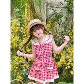 SET ÁO VÁY THỦY THỦ CARO ĐỎ TRẮNG CHO BÉ GÁI |ANHMY BAB